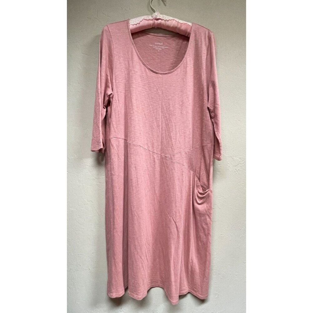 J.Jill Pure Jill Easy Knit Seamed Shift Dress Peach Asymmetrical Pocket Medium
